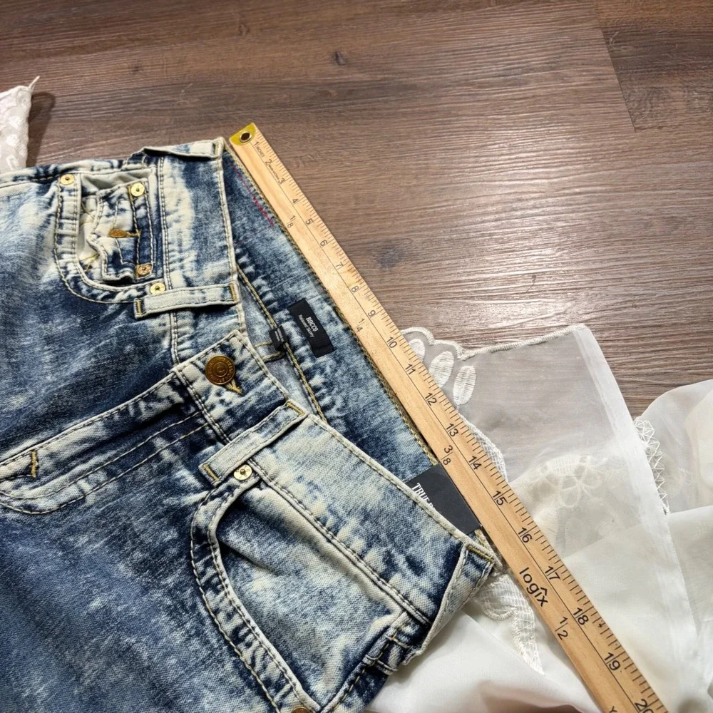 Y2K Mens True Religion Rocco Relaxed Skinny Acid Wash Blue Jeans Mens 32 NEW